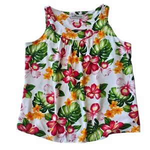 Vintage Two Paddles Sleeveless Hawaiian Tropical Print Women's Top - Size XL